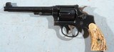 NEAR MINT SMITH & WESSON M&P MILITARY & POLICE MODEL 1905 4TH CHANGE .38 SPECIAL HAND EJECTOR 6" BLUE TARGET REVOLVER WITH STAG GRIPS. - 1 of 9