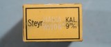BOX (50) RWS SINOXID 9MM STEYR HAHN CARTRIDGES DATED 1935 PLUS STRIPPER CLIP W/8 CARTRIDGES. - 3 of 4
