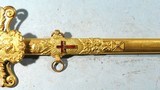 HIGHLY ORNATE MASONIC FRATERNAL SWORD BY "THE M.C. LILLEY & CO." COMPLETE GOLD WASH WITH BELT, BUCKLE, HANGER CHAINS & CASE, CIRCA 1923-25. - 4 of 17