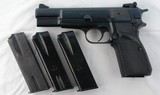 1976 BELGIUM BROWNING HIGH POWER OR HI-POWER9MM BLUE PISTOL W/ FOUR MAGS. - 1 of 6