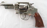 PRE-WAR SMITH & WESSON 3RD MODEL 1926 HAND EJECTOR (H.E.) .44 SPECIAL NICKEL 4" REVOLVER. - 2 of 8