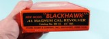 RUGER NEW MODEL BLACKHAWK .41 REM MAGNUM 6 1/2" BLUE SINGLE ACTION REVOLVER WITH ORIG. BOX, CIRCA 1975. - 2 of 7