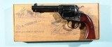 NEW IN BOX UBERTI BISLEY MODEL 1873 SINGLE ACTION SAA .45 LONG COLT (.45LC) 4 3/4" BLUE/ CASE REVOLVER. - 1 of 5