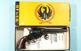 1957 RARE IN ORIG BOX EARLY (2ND YEAR) RUGER OLD MODEL BLACKHAWK FLAT-TOP .44 MAG. CAL. 6 ½” THREE-SCREW REVOLVER. - 1 of 7