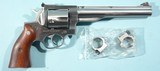 1987 LIKE NEW RUGER REDHAWK STAINLESS 7 1/2" .41 MAGNUM D.A. REVOLVER WITH SCOPE RINGS. - 1 of 7
