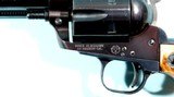 RARE 1962 RUGER OLD MODEL BLACKHAWK FLAT-TOP THREE SCREW BKH46 .44 MAGNUM 6 1/2" BLUE REVOLVER WITH ORIG. RUGER STAG GRIPS. - 2 of 8