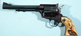 RARE 1962 RUGER OLD MODEL BLACKHAWK FLAT-TOP THREE SCREW BKH46 .44 MAGNUM 6 1/2" BLUE REVOLVER WITH ORIG. RUGER STAG GRIPS. - 1 of 8