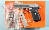 SIG SAUER P230 SL STAINLESS 9MM KURZ CAL. (.380 ACP) PISTOL IN BOX W/3 EXTRA MAGS. - 1 of 5