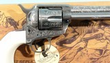 UBERTI MODEL 1873 SAA WHITE PHOTO ENGRAVED .45 LONG COLT 4 3/4" REVOLVER WITH IVORY LIKE GRIPS NEW IN BOX. - 5 of 9