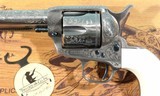 UBERTI MODEL 1873 SAA WHITE PHOTO ENGRAVED .45 LONG COLT 4 3/4" REVOLVER WITH IVORY LIKE GRIPS NEW IN BOX. - 3 of 9
