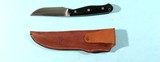 BARK RIVER MONTANA GUIDE 4” BLACK CANVAS MICARTA / MOSAIC PIN SKINNING KNIFE W/LEATHER SHEATH NEW IN ORIG BOX CA. 1990’S. - 3 of 5