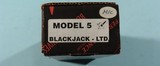 BLACKJACK CLASSIC BLADES MODEL NO. 5 BLACK MICARTA 5 ¾” USA MADE FIGHTING KNIFE W/LEATHER SHEATH IN ORIG. BOX CA. 1990’S. - 5 of 5