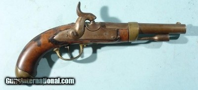 GERMAN HESSEN-KASSEL PATTERN 1852 PERCUSSION CONVERSION FRENCH MODEL 1822 STYLE CAVALRY PISTOL.