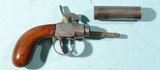 LIEGE BELGIUM LARGE BORE PERCUSSION TURN-BARREL BOX LOCK CENTER HAMMER BELT PISTOL WITH BELT HOOK CA. 1840’S-50’S. - 3 of 4