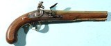 BRITISH GEORGE III FLINTLOCK BRASS BARRELED MILITIA OFFICER’S PISTOL BY JOHN MILES OF LONDON & PHILADELPHIA CA. 1810-20. - 1 of 6