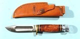 MARBLE’S IDEAL 4 1/2” BURL MAPLE HUNTING KNIFE W/SHEATH IN ORIG. BOX CA. 1990’S. - 2 of 4