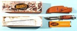 MARBLE’S IDEAL 4 1/2” BURL MAPLE HUNTING KNIFE W/SHEATH IN ORIG. BOX CA. 1990’S. - 1 of 4