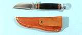 MARBLE’S TRAILCRAFT 3 1/2” BLACK MICARTA USA MADE SKINNING KNIFE W/LEATHER SHEATH IN ORIG. BOX CA. 1980’S. - 3 of 5