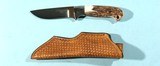SCARCE SCHRADE D’HOLDER MILLENNIUM 3 3/4” SAMBAR STAG SKINNING KNIFE W/LEATHER SHEATH AND CARRYING CASE IN ORIG. BOX CA. 2000. - 2 of 6