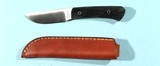 BARK RIVER WOODLAND SPECIAL 3 1/4” BLACK CANVAS MICARTA USA MADE SKINNING KNIFE W/LEATHER SHEATH IN ORIG. BOX CA. 1990’S. - 2 of 5