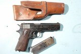 RARE WW1 WWI EARLY COLT 1911 CANADIAN CONTRACT .45ACP PISTOL WITH AUDLEY HOLSTER, CIRCA 1914. - 1 of 7
