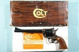 1970 COLT NEW FRONTIER 2ND GENERATION SINGLE ACTION ARMY 44 SPECIAL CAL. 7 1/2” BLUE & CASE HARDENED REVOLVER CA. 1970 IN ORIG. BOX. - 1 of 10