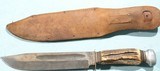 1950'S ERA E.C. SOLINGEN 8X 13" STAG HANDLED BOWIE KNIFE WITH SCABBARD "MADE IN GERMANY". - 4 of 7