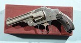 NEAR MINT IN ORIG. BOX ANTIQUE 2ND MODEL SMITH & WESSON NEW DEPARTURE SAFETY HAMMERLESS "LEMON-SQUEEZER" NICKEL .38S&W REVOLVER. - 3 of 10