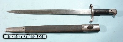 EXCELLENT BRITISH WILKINSON MADE P1887 OR 1887 MK III SABER / SWORD BAYONET & SCAB. FOR THE MARTINI HENRY RIFLE, DATED 1889.