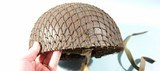 WW2 ORIGINAL BRITISH MK II PARATROOPER HELMET DATED 1944 WITH ORIGINAL CAMO NETTING, LINER AND CHIN STRAP. - 2 of 14