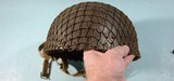 WW2 ORIGINAL BRITISH MK II PARATROOPER HELMET DATED 1944 WITH ORIGINAL CAMO NETTING, LINER AND CHIN STRAP. - 12 of 14