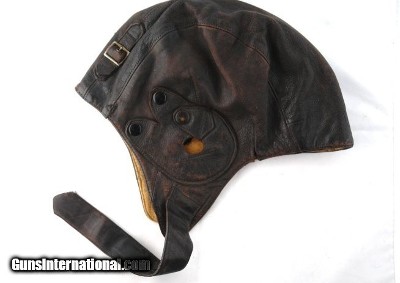 WW1 BRITISH LEATHER FLIGHT HELMET BY SELFRIDGE’S OF LONDON.