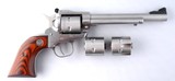 RUGER NEW MODEL STAINLESS SINGLE SIX 22 S.,L,LR/22 WIN. MAG. CONV. 6 1/2” REVOLVER W/ORIG BOX & MANUAL. - 2 of 4