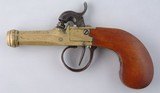 LIEGE PERCUSSION .40 CAL. SINGLE SHOT BOX LOCK BRASS POCKET PISTOL CA. 1830’S. - 1 of 5