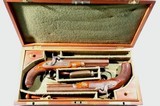 ORIGINAL CASED PAIR BRITISH JOHN MANTON & SON PERCUSSION OFFICER’S PISTOLS CIRCA 1840. - 1 of 20