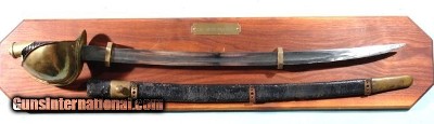 CIVIL WAR AMES U.S. MODEL 1860 NAVAL CUTLASS DATED 1862 WITH RARE SCABBARD.