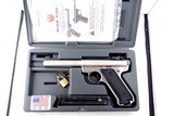 RUGER MARK II SEMI-AUTO .22 LONG RIFLE CAL. 5 1/2” BULL BARREL STAINLESS PISTOL W/ORIG. BOX. - 1 of 5