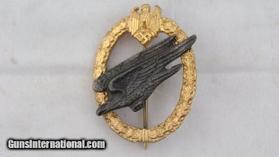 WW2 GERMAN ARMY FALLSCHIRMJAGER PARATROOPER BADGE MAKER SIGNED B&N/L.