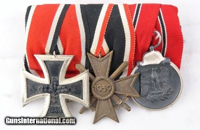WW2 GERMAN NAZI 3 MEDAL BAR CIRCA. 1942.