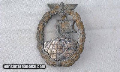 WW2 GERMAN NAZI NAVAL AUXILIARY CRUISER BADGE.