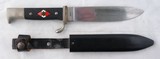 ORIGINAL WW2 GERMAN NAZI HITLER YOUTH DAGGER AND SCABBARD DATED 1940. - 1 of 6