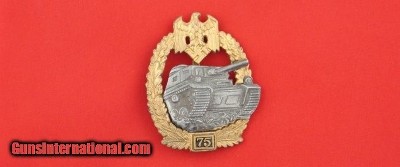 WW2 GERMAN NAZI WAFFEN SS GRADE 4 (75 ENGAGEMENT) TANK ASSAULT BADGE MAKER STAMPED ON BACK JFS.