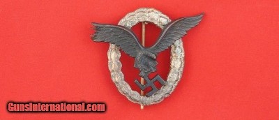 WW2 WWII GERMAN NAZI LUFTWAFFE PILOTS BADGE.