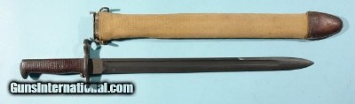 SUPERIOR SPRINGFIELD U.S. MODEL 1905 BAYONET FOR 1903 OR 1903-A3 DATED 1920 W/ MODEL 1910 SCABBARD AND CANVAS COVER.