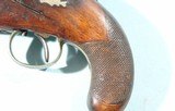 BRITISH MANUFACTURED HENRY DERINGER STYLE PERCUSSION SILVER MOUNTED PISTOL FOR THE AMERICAN MARKET BY RICHARD HOLLIS & SONS CA. 1840’S-50’s. - 5 of 6