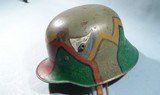 SUPERIOR WW1 OR WWI IMPERIAL GERMAN M 16 OR M16
TORTOISE CAMO PAINTED BAVARIAN INFANTRY HELMET CA. 1917.