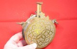MOROCCAN ENGRAVED BRASS POWDER FLASK CIRCA 1800’S. - 1 of 6