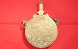 MOROCCAN ENGRAVED BRASS POWDER FLASK CIRCA 1800’S. - 2 of 6