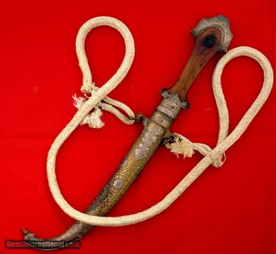 FINE SILVER MOUNTED MOROCCAN JAMBIYA AND SCABBARD CIRCA EARLY 1800’S.