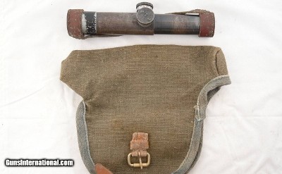 ORIGINAL WW2 SOVIET RUSSIAN SVT 40 SNIPER RIFLE SCOPE DATED 1943 W/ORIG. CASE AND CAPS.